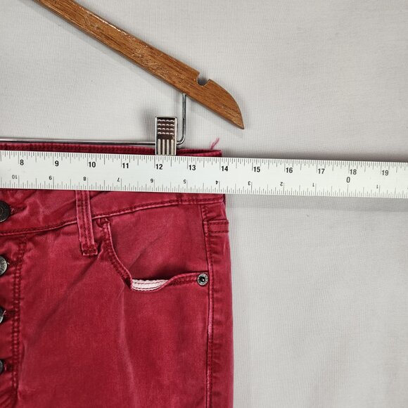 Old Navy Rockstar Super Skinny High Rise Pants Women's 6 Red Button Up Soft - Picture 4 of 11